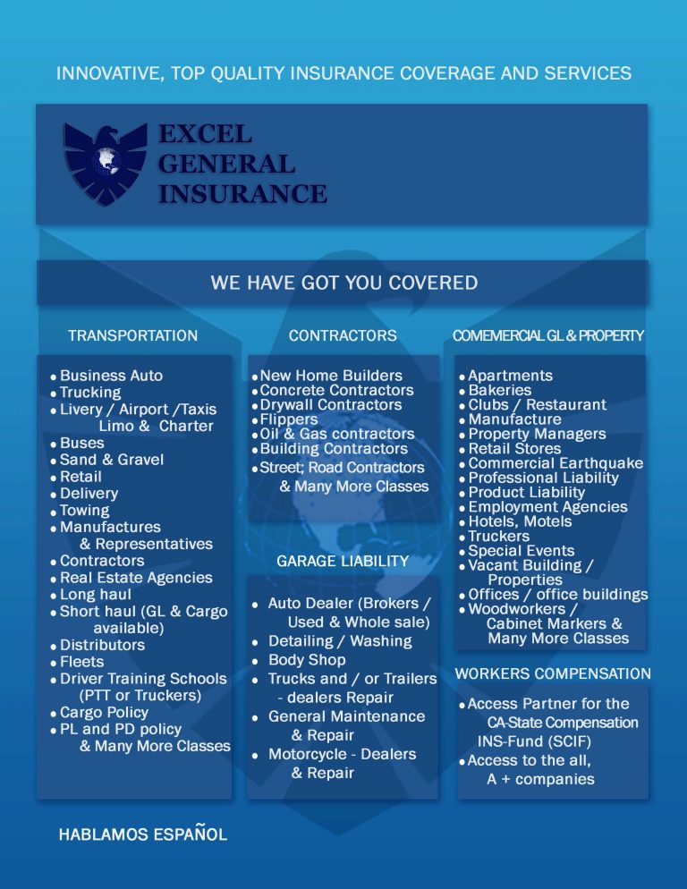 Service List - Excel General Insurance Agency